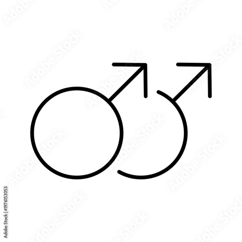 Male couple icon. Lifestyle and sexuality line symbol. Black and white.