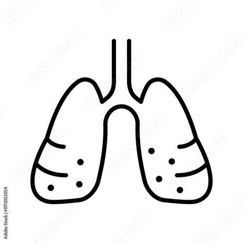 Lung disease icon. Healthcare and pulmonology line symbol. Black and white.