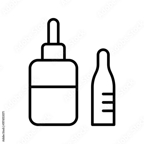Medicine ampoule icon. Healthcare and pharmacy line symbol. Black and white.