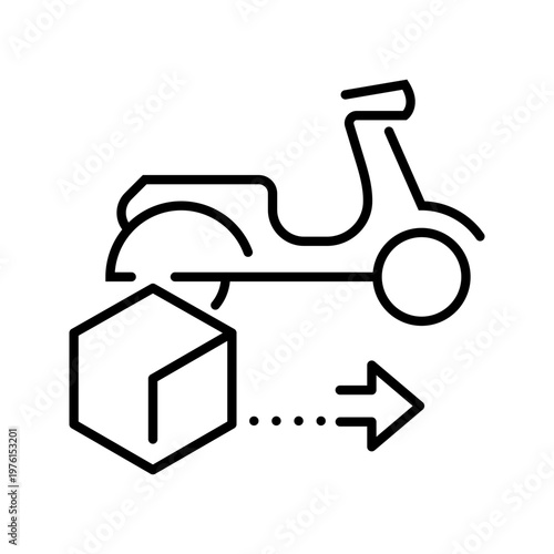 Parcel delivery icon. Business and delivery service line symbol. Black and white.