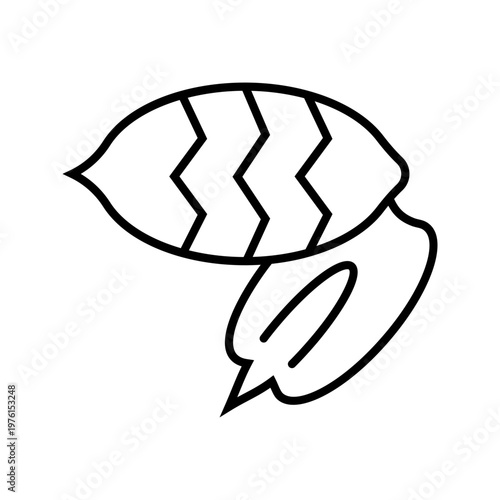 Pecan nut icon. Food and tree nut line symbol. Black and white.
