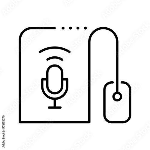 Podcast website icon. Media and podcasting line symbol. Black and white.
