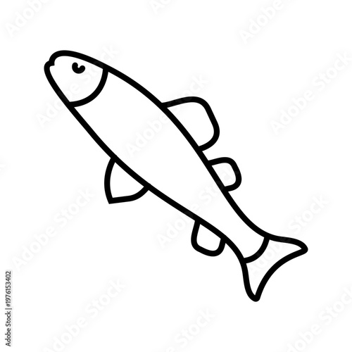 Salmon fish icon. Animals and freshwater fish line symbol. Black and white.