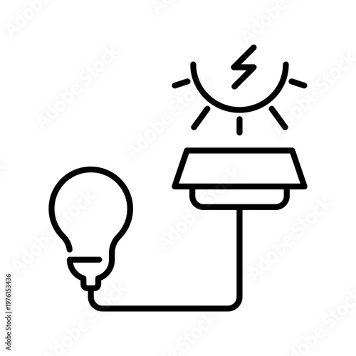 Solar battery icon. Industry and solar energy line symbol. Black and white.