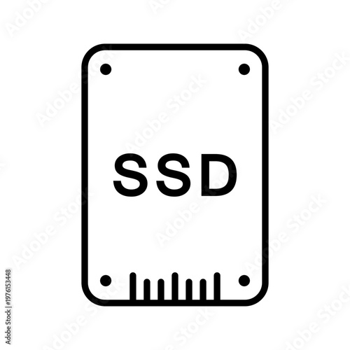Solid state drive icon. Technology and storage line symbol. Black and white.