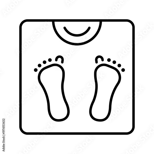 Weight scale icon. Healthcare and weight management line symbol. Black and white.