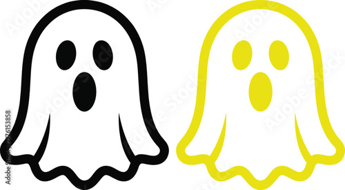 Contrast of a traditional ghost and a glowing spectral figure side by side