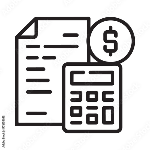 Financial documents calculator and money symbol represent accounting and finances