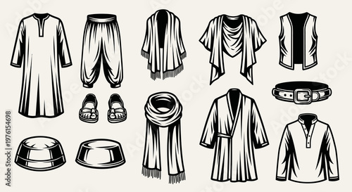 Traditional Arabic and Islamic Male Fashion Apparel Vector