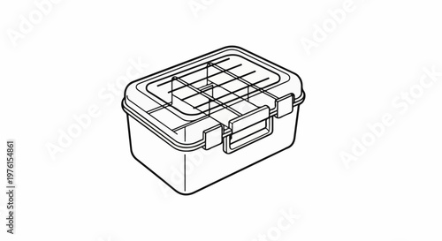 A clear plastic storage container with a hinged lid and carrying handle