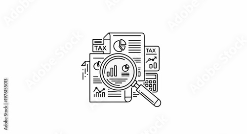 Magnified financial documents and calculator for tax analysis