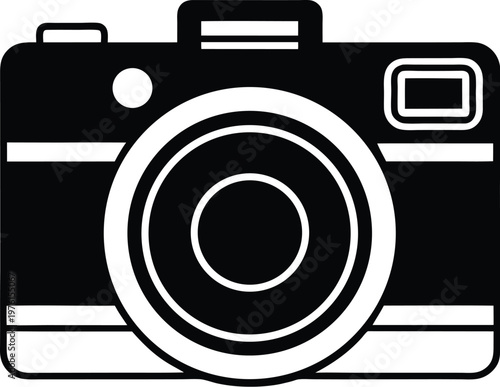 Black and white camera icon a simple illustration of photography equipment