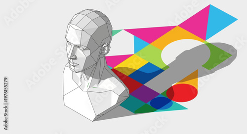 Gray marble sculpture of male head.