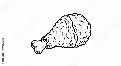 A simplified line drawing of a fried chicken drumstick on a white background