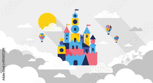 Colorful illustration of a castle.