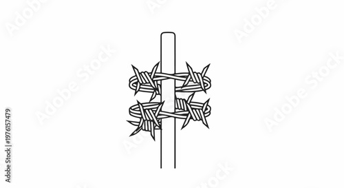Barbed wire wrapped around a vertical post