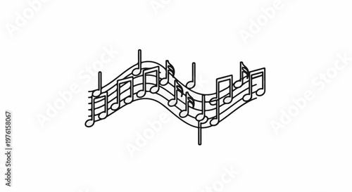 A wavy line of musical notes on a staff