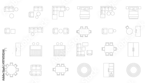 A collection of various gears and mechanisms illustrated in a technical drawing.