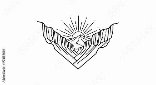 Minimalist mountain canyon sunrise