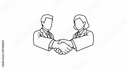 Two people in suits shaking hands, representing agreement and partnership
