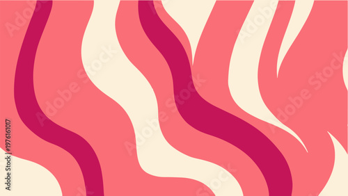 Pink and cream abstract wavy lines 70s retro groovy psychedelic style backdrop for social media marketing and digital wallpaper for presentation graphic design