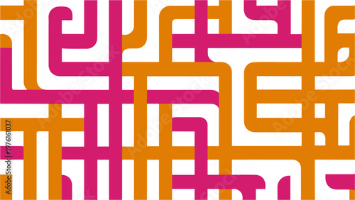 Abstract Interlocking Pink and Orange Network Path Lines Modern Minimalist Geometric Pattern Background for Digital Web Design and Corporate Presentation