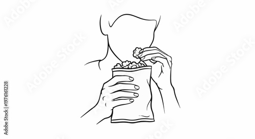 Person eating popcorn from a bag