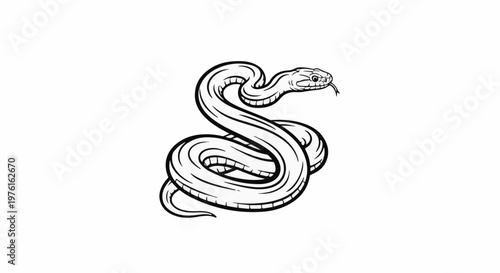 Stylized coiled serpent with forked tongue flicking