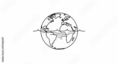 Stylized line drawing of a globe with waves crossing its equator