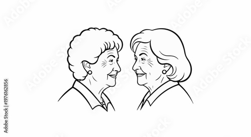 Two women in profile, facing each other, smiling