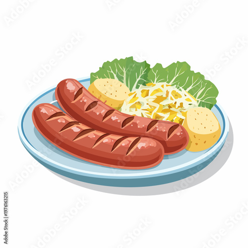 Schlesische Bratwurst mit Kartoffeln