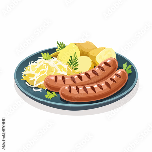 Schlesische Bratwurst mit Kartoffeln