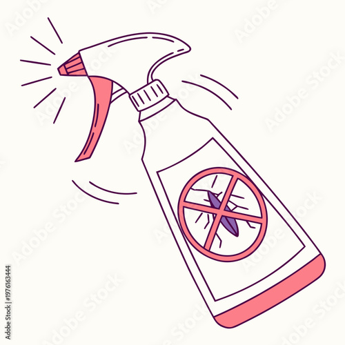 Mosquito repellent spray bottle vector illustration. Insecticide for pest control, summer protection, bug defense.
