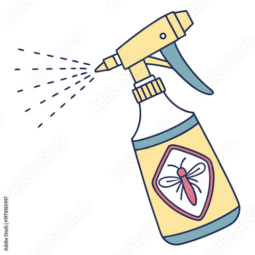 Mosquito repellent spray bottle illustration. Insecticide for pest control, summer outdoor protection against bugs.