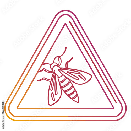 Wasp warning sign illustration caution danger alert insect pest warning caution danger alert insect pest symbol.
