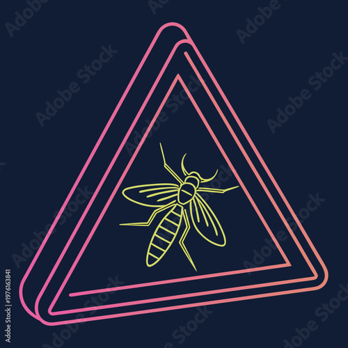 Mosquito warning sign, indicating mosquito presence and potential health risks, insect alert for travelers and outdoor activities.