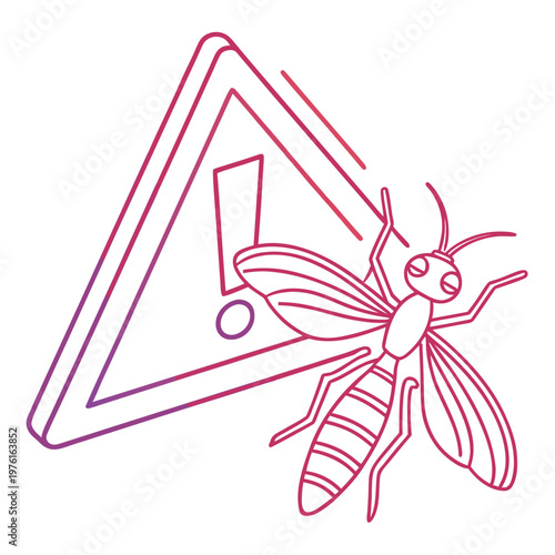 Warning sign with a wasp, indicating a wasp hazard or insect alert, representing danger from stinging insects.