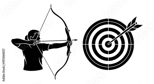 Archery illustration showing archer and target practice Vector, illustration