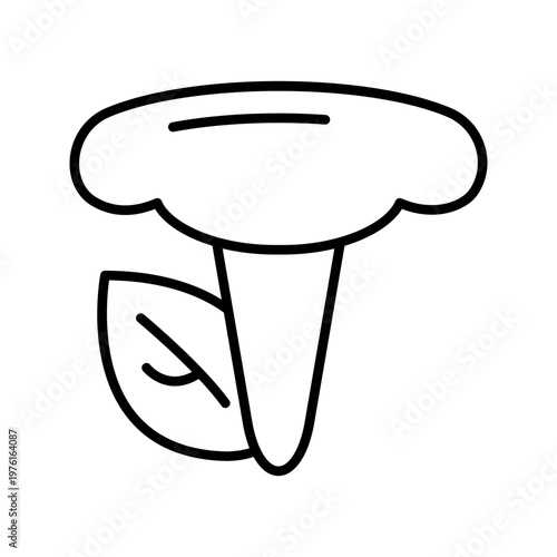 Armillaria mushroom icon. Science and mycology line symbol. Black and white.