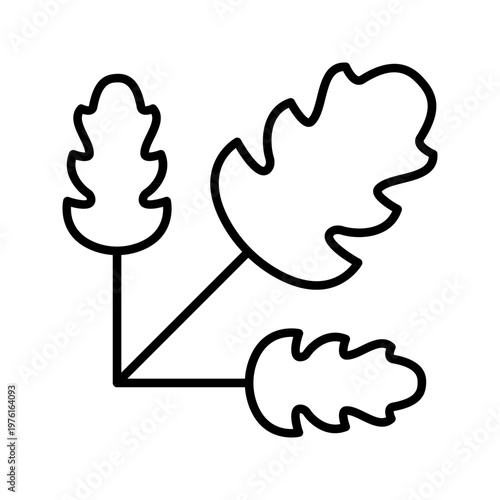Arugula leaf icon. Food and leafy greens line symbol. Black and white.