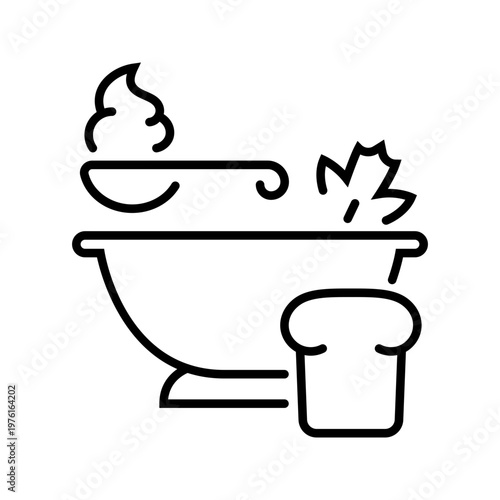 Borsch soup icon. Food and soup line symbol. Black and white.