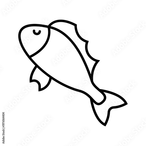 Dorado fish icon. Food and seafood line symbol. Black and white.