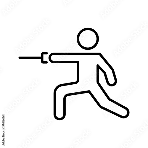 Fencing sport icon. Sports and combat sport line symbol. Black and white.