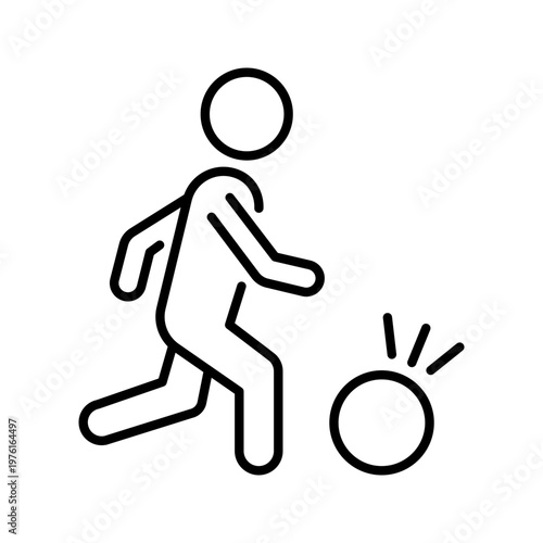 Football player icon. Sports and football line symbol. Black and white.