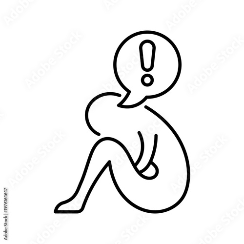 Introvert person icon. Healthcare and mental health line symbol. Black and white.