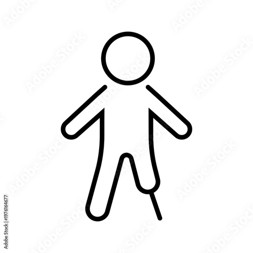 Leg prosthesis icon. Healthcare and prosthetics line symbol. Black and white.