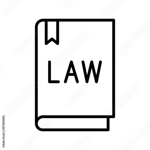 Law book icon. Business and legal document line symbol. Black and white.
