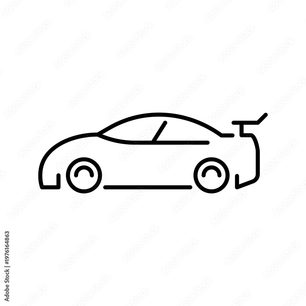 Naklejka premium Race car icon. Transport and motorsport line symbol. Black and white.