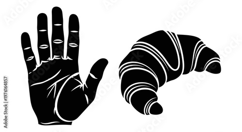 Contrast between a plain palm and a palm wrapped in a bandaged fist Vector, illustration
