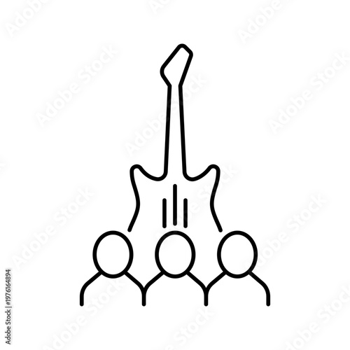 Rock concert icon. Entertainment and live music line symbol. Black and white.